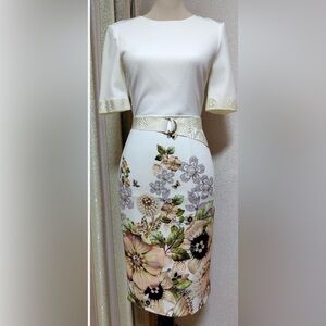 Ted Baker Layli Gem Gardens Ivory Short Sleeve Midi Dress Ted Baker